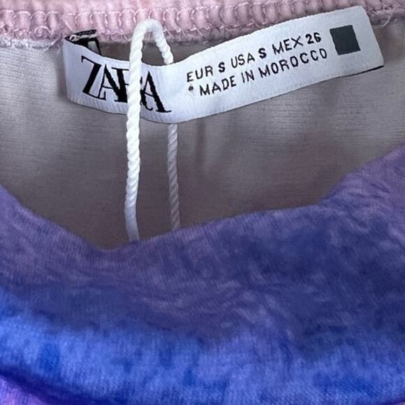 Zara Maxi Dress Womens S Multicolor Tie Dye Draped Ruched Slit Beachy Evening - Picture 6 of 7